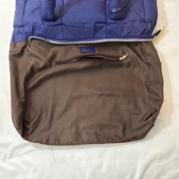 Courage B Blue Puffy Quilted Tote Bag with Gold Tone Logo Charm - Picture 3 of 12